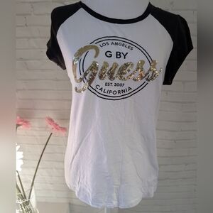 G by Guess Black and White Sequin T-Shirt